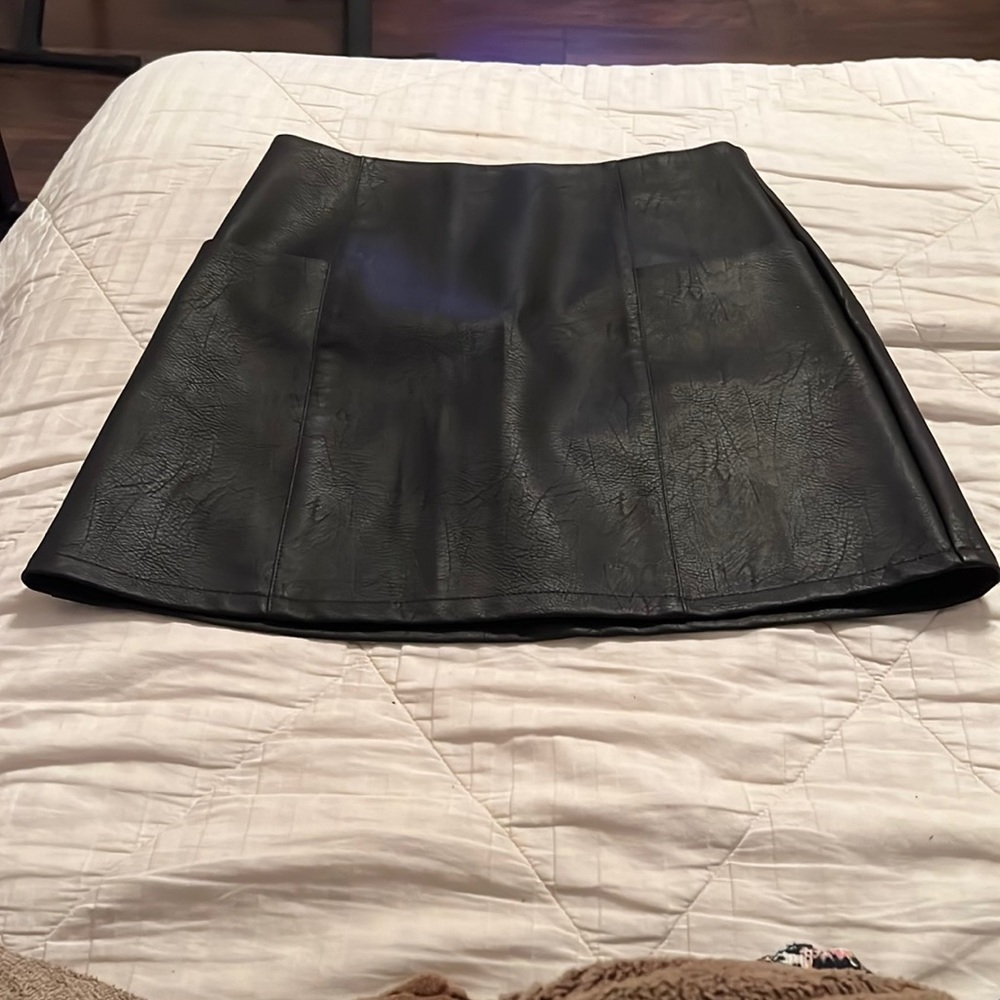 Black leather skirt